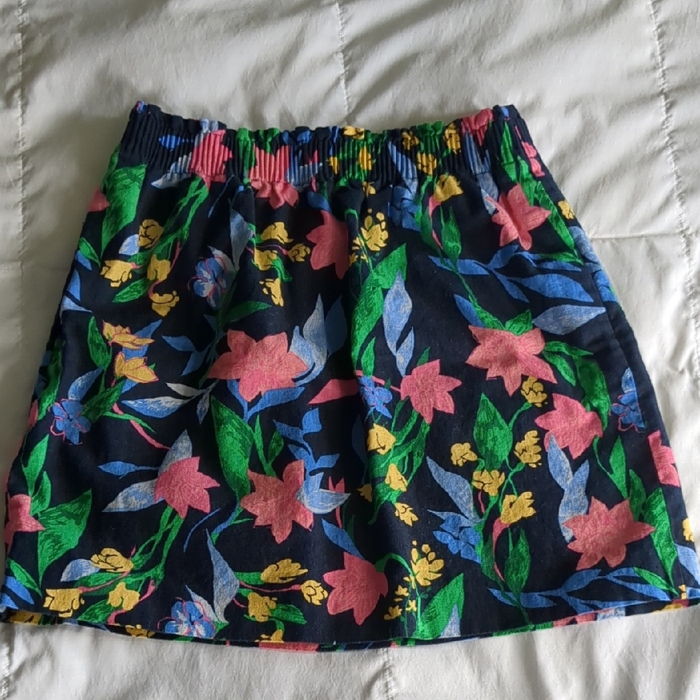 J. Crew Floral Mini Skirt in Pink, Blue, and Green